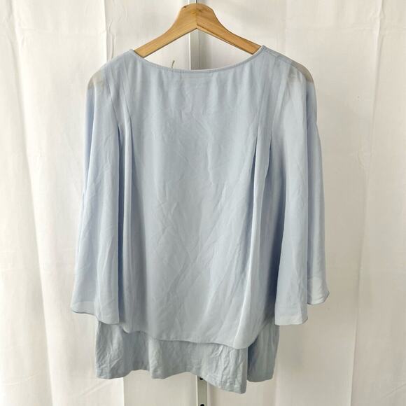 SOFT SURROUNDINGS M Tiered Poncho Overlay Top Sleeveless Tee Blouse Blue - Picture 2 of 5